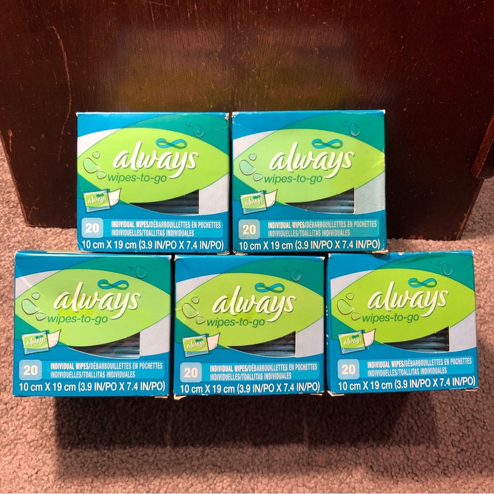 X5 Always Wipes To Go Feminine Wipes Fresh and Clean Individual Wipes 20pk